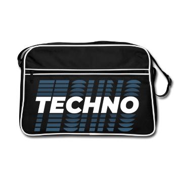 Techno design répétition, pour DJ EDM Techno House - Sac Retro - noir/blanc - Devant
