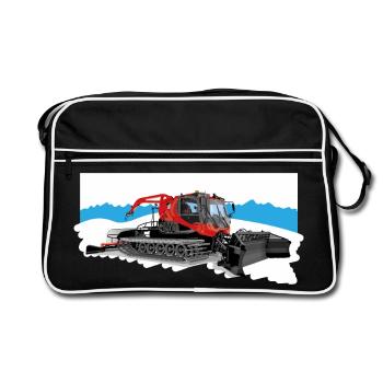 Dameuse au travail dans la neige - Sac Retro - noir/blanc - Devant