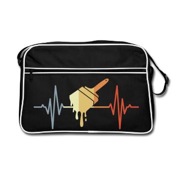 Painting Brush Heartbeat - Retro Bag - black/white - Front