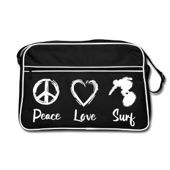 Peace Love Surf - Retro Bag - black/white - Front