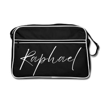 T-shirt Nom Raphael cadeau pour hommes - Sac Retro - noir/blanc - Devant