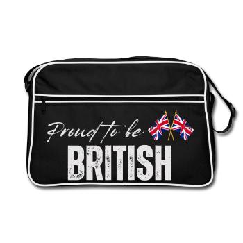 Proud British, I love the UK - Retro Bag - black/white - Front