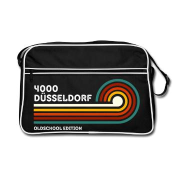 Düsseldorf Retro Shirt 4000 Postal Code - Retro Bag - black/white - Front