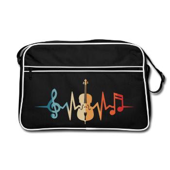 Cello Heartbeat Cellist Cello Cellist - Retro Bag - black/white - Front