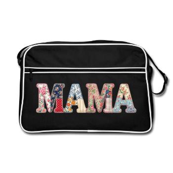 Mom Patchwork Flowers Vintage Mother's Day Design - Retro Bag - black/white - Front
