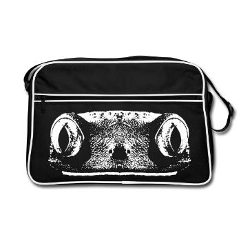 Froschgesicht - Retro Tasche - Schwarz/Weiß - Vorne
