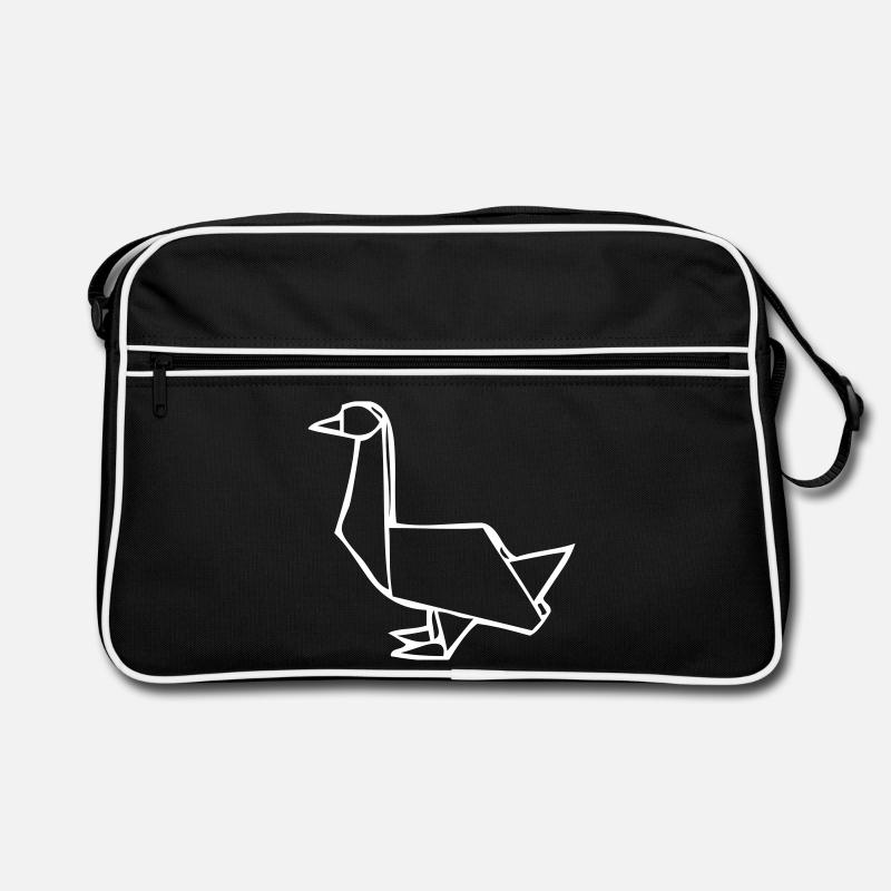 Gans | Ente | Origami - Retro Tasche - Schwarz/Weiß