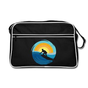 Surfeur - Planche de surf - Sac Retro - noir/blanc - Devant