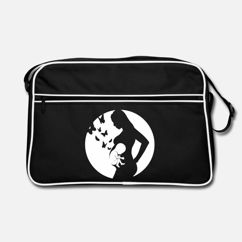 Mutter - Baby - Schwangerschaft - Retro Tasche - Schwarz/Weiß