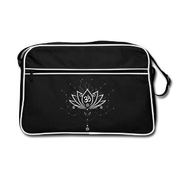 Lotus flower, white version - Retro Bag - black/white - Front