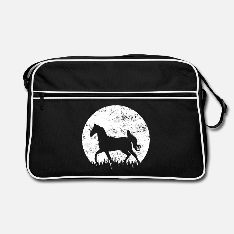 Pferd Pferde Reiten - Retro Tasche - Schwarz/Weiß