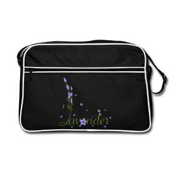 calligraphie délicate de lavande avec des fleurs de lavande - Sac Retro - noir/blanc - Devant