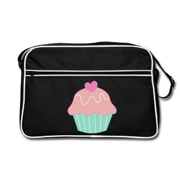 cook baking cake cupcake gift mother - Retro Bag - black/white - Front