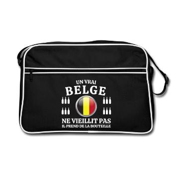 Belgique, Belgique humour, je suis Belge - Sac Retro - noir/blanc - Devant