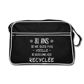 ado recyclée, anniversaire 81 ans, j'ai 81 ans - Sac Retro - noir/blanc - Devant