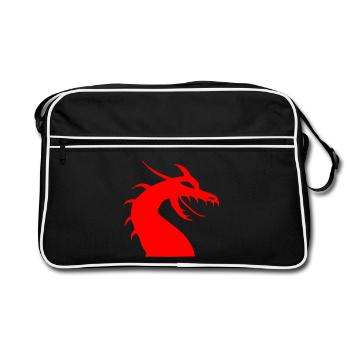 Red dragon head silhouette - Retro Bag - black/white - Front