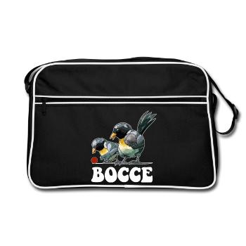 Boccespieler Spruch Ball Vogel mit Jack Bocci - Retro Tasche - Schwarz/Weiß - Vorne