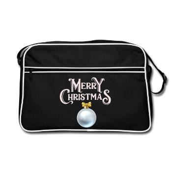 Frohe Weihnachten, Frohe Weihnachten, Frohe Feiertage - Retro Tasche - Schwarz/Weiß - Vorne