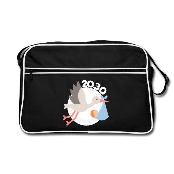 Cigogne avec bébé 2030 - Sac Retro - noir/blanc - Devant