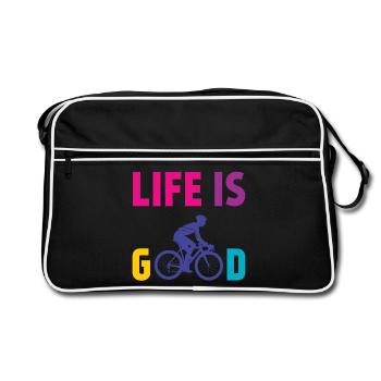 Cycling - Life is Good - Retro Bag - black/white - Front