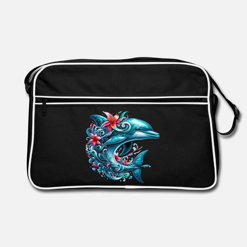 Delfin - Retro Tasche - Schwarz/Weiß