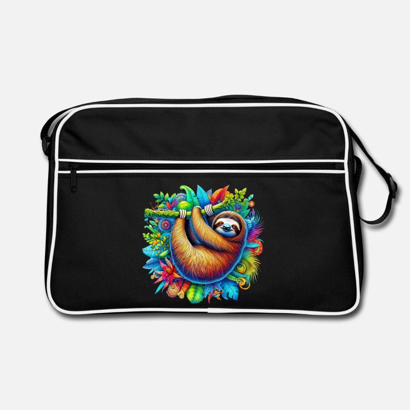 Faultier - Retro Tasche - Schwarz/Weiß
