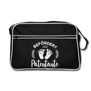 Befördert zur Patentante - Retro Tasche - Schwarz/Weiß - Vorne
