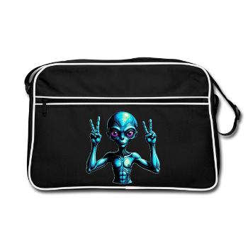 Illustration futuriste du signe de paix extraterrestre - Sac Retro - noir/blanc - Devant