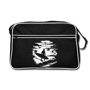 Surfer Zeichnung - Retro Tasche - Schwarz/Weiß - Vorne