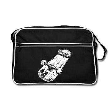 Skateboard Drawing - Retro Bag - black/white - Front