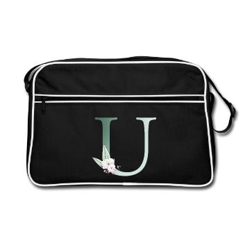U Monogramme, Floral, Personnalisable - Sac Retro - noir/blanc - Devant