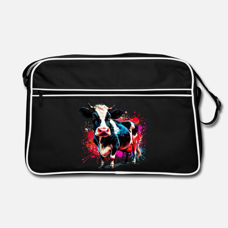 Kuh - Retro Tasche - Schwarz/Weiß
