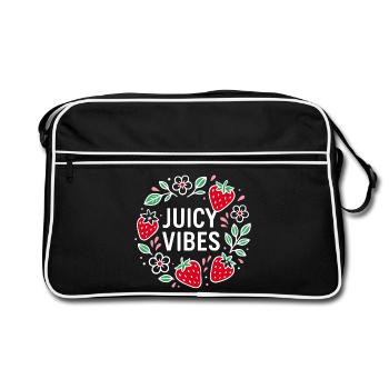 Juicy Vibes - Design d’été avec des fraises - Sac Retro - noir/blanc - Devant