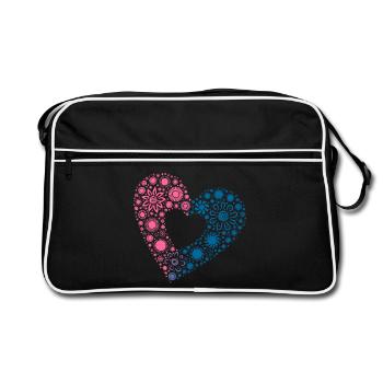 Amour Yin & Yang – Coeur de tournesol coloré - Sac Retro - noir/blanc - Devant