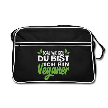 Attention Je suis végétalien Drôle Cadeau végétalien - Sac Retro - noir/blanc - Devant