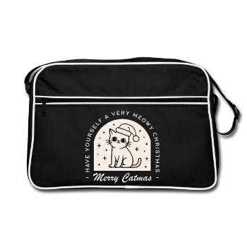Amoureux des chats, drôle, joyeux vœux de Noël, jeu de mots - Sac Retro - noir/blanc - Devant