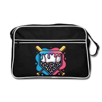 Baseball Home Plate Donut with Sprinkles - Retro Bag - black/white - Front