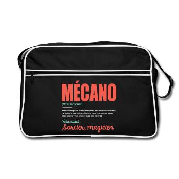 Mécano Définition Humoristique Cadeau Pour Mécano - Sac Retro - noir/blanc - Devant