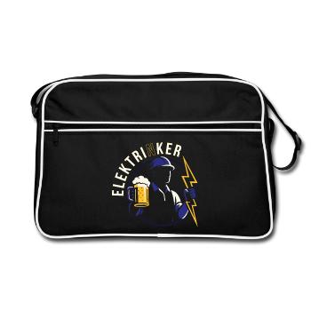 Elektrinker Elektriker Lustiges Wortspiel Geschenk - Retro Tasche - Schwarz/Weiß - Vorne