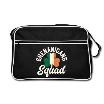 Conception du trèfle de l’équipe irlandaise - Sac Retro - noir/blanc - Devant