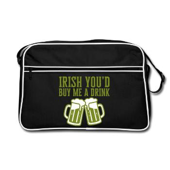 Irlandais : Tu m’achèterais un verre Citation drôle - Sac Retro - noir/blanc - Devant