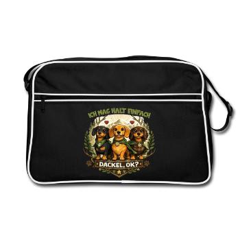 Motif des armoiries nature du teckel avec cœur et expression - Sac Retro - noir/blanc - Devant