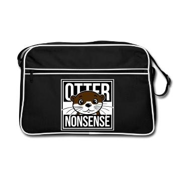 Otter Nonsense Funny Pun Otter Love Saying - Retro Bag - black/white - Front
