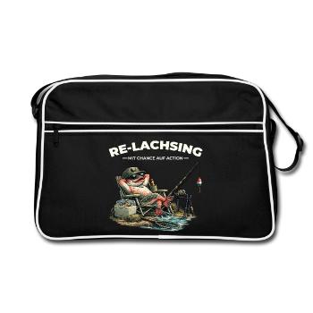 Angler Gift Husband Dad Fishing Re: Salmon & Action - Retro Bag - black/white - Front