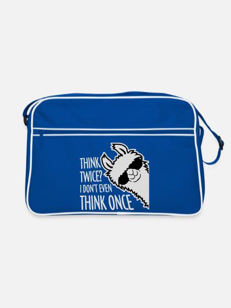 Think Twice? I Don't Even Think Once Lustig Spruch - Retro Bag - blue/white - Front