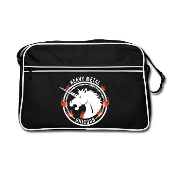 Heavy Metal Unicorn - Einhorn Rock - Retro Bag - black/white - Front