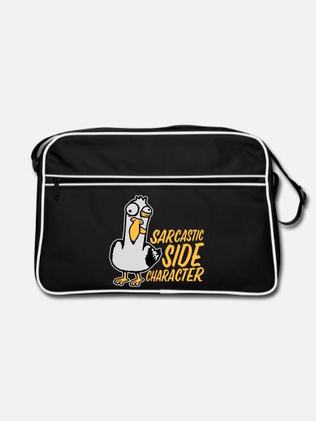 Crazy Seagull Sarcastic Side Character Funny - Retro Bag - black/white - Front