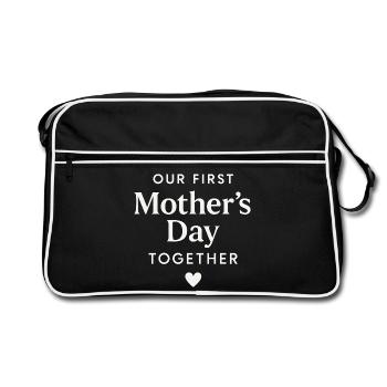 Erster Muttertag Mama Baby Geschenkidee Familie - Retro Tasche - Schwarz/Weiß - Vorne