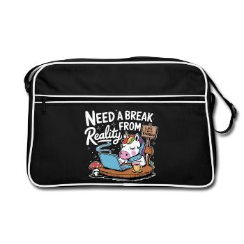 Ordinateur portable licorne pause au bureau Ordinateur drôle - Sac Retro - noir/blanc - Devant