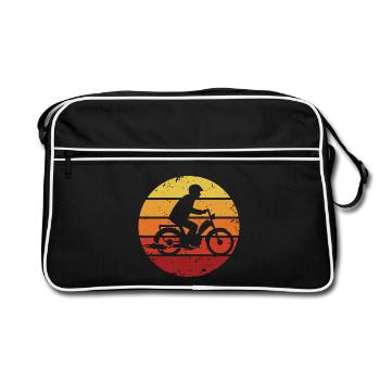 Mofa Moped Roller Mofafahrer Mofaroller - Retro Tasche - Schwarz/Weiß - Vorne